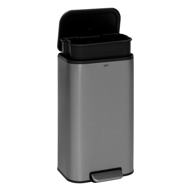 Basurero de cierre suave 30L en acabado acero inoxidable mate - 206744