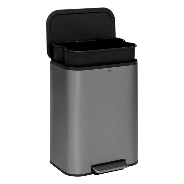Basurero de cierre suave 50L en acabado acero inoxidable mate - 206745