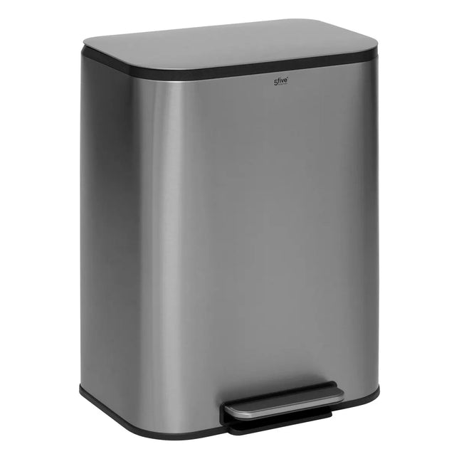 Basurero de cierre suave 50L en acabado acero inoxidable mate - 206745