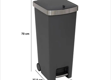 Basurero de pedal y rueda, 45 litros, gris A70cm - 206764