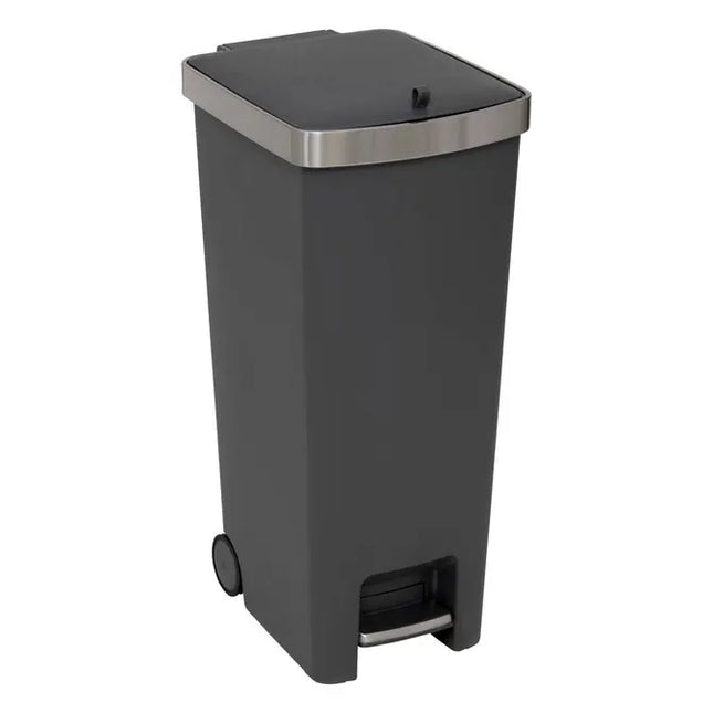Basurero de pedal y rueda, 45 litros, gris A70cm - 206764