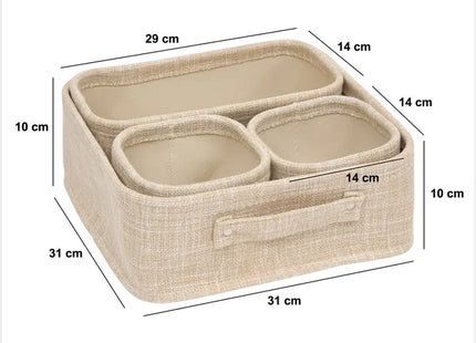Juego de 4 cestas color beige - 206998