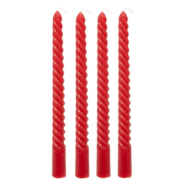 4 velas rojas "Twist Many" de 180gr - 207036D