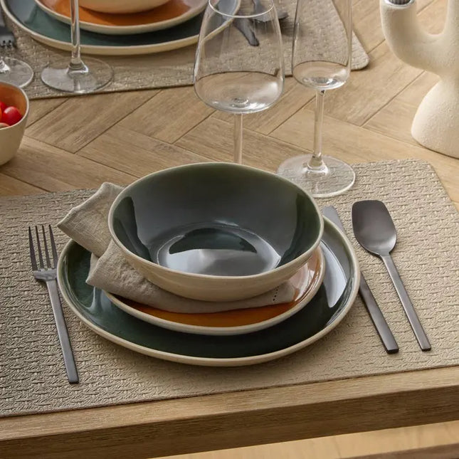 Plato "Wonja" hondo verde D19cm -  207233B