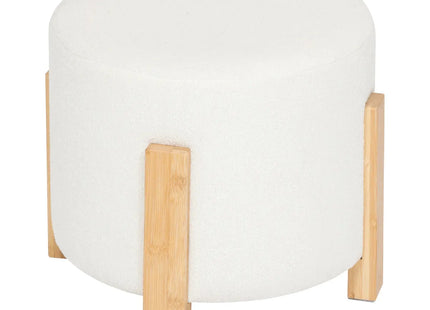 Puf "Bansa" de bambú blanco  D37,5 x 32cm - 207314A