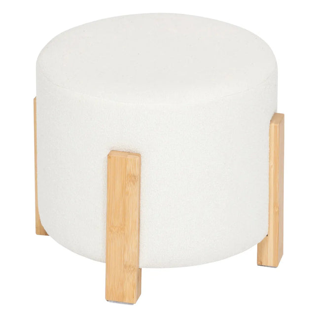 Puf "Bansa" de bambú blanco  D37,5 x 32cm - 207314A