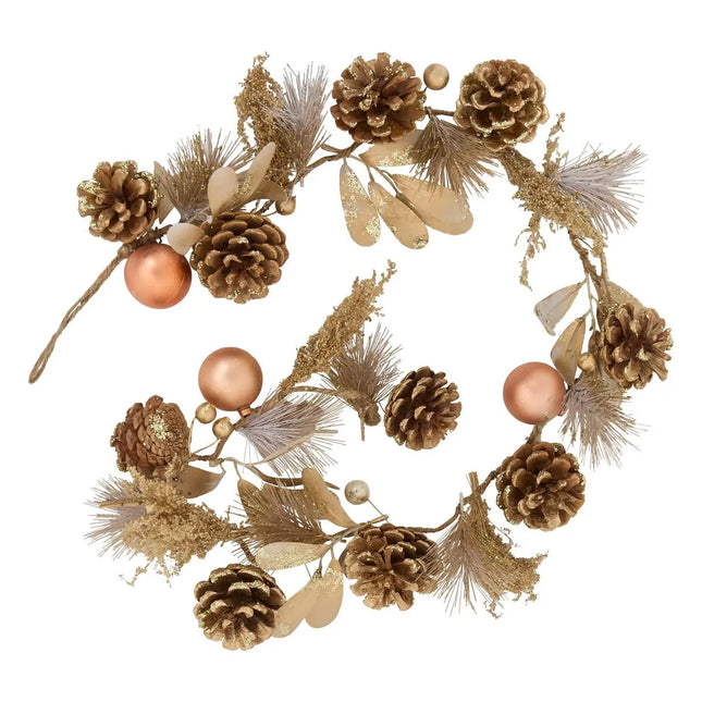 Guirnalda de manzana de pan y hojas secas 1 m dorado - 207423