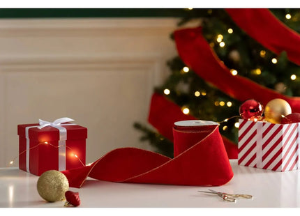 Cinta de terciopelo 12cmx5m roja  - 207435