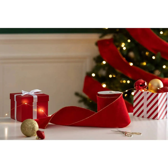 Cinta de terciopelo 12cmx5m roja  - 207435