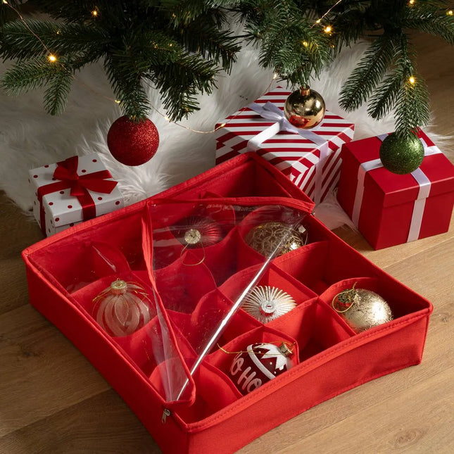 Caja de almacenamiento para 16 bolas D.10cm poliéster rojo - 207457