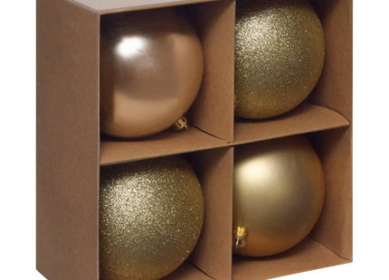 Juego de 4 bolas navideñas D.10cm de poliestireno reciclado dorado  - 207478