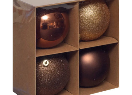 Juego de 4 bolas navideñas D.10cm de poliestireno reciclado bronce - 207482
