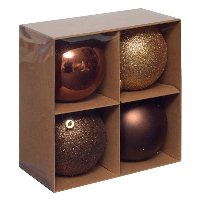 Juego de 4 bolas navideñas D.10cm de poliestireno reciclado bronce - 207482