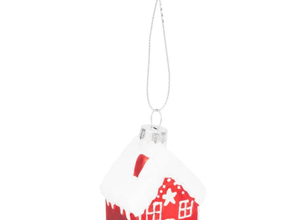 Deco navideña Casa vidrio rojo/blanco 7 cm - 207561