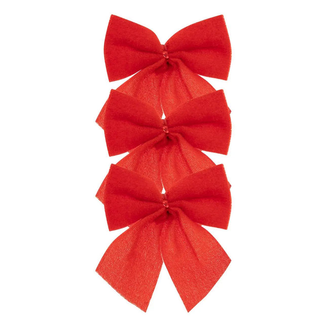 Juego de 3 lazos decorativos de terciopelo 9x10cm color rojo - 207616
