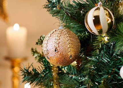 Bola navideña de poliestireno bordada D10cm champán - 207629