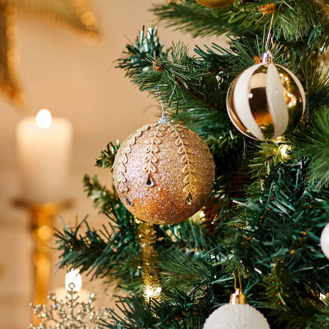 Bola navideña de poliestireno bordada D10cm champán - 207629