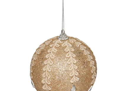 Bola navideña de poliestireno bordada D10cm champán - 207629