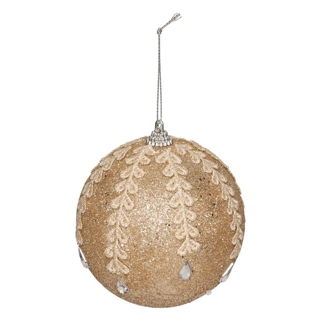 Bola navideña de poliestireno bordada D10cm champán - 207629