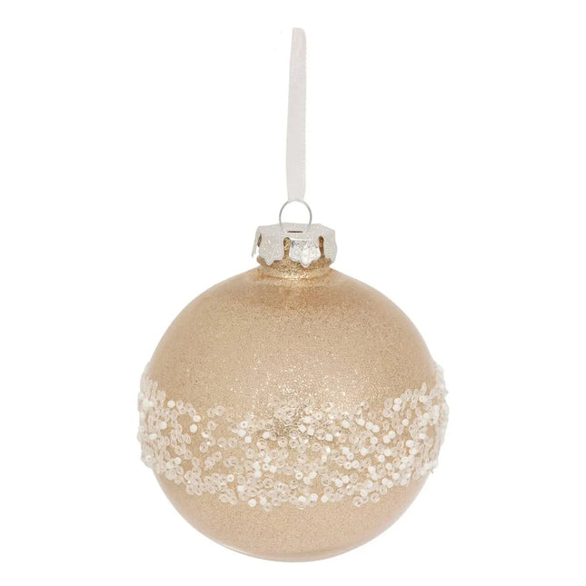 Bola navideña de perla con lentejuelas D8cm dorada - 207647