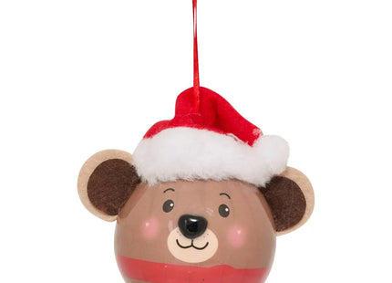 Bola de oso con sombrero rojo D.6,5cm papel marrón - 207674