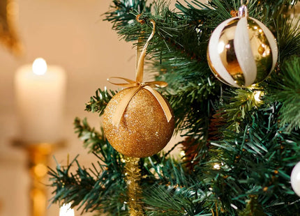 Bola navideña lisa de papel dorado de 7,5 cm - 207681