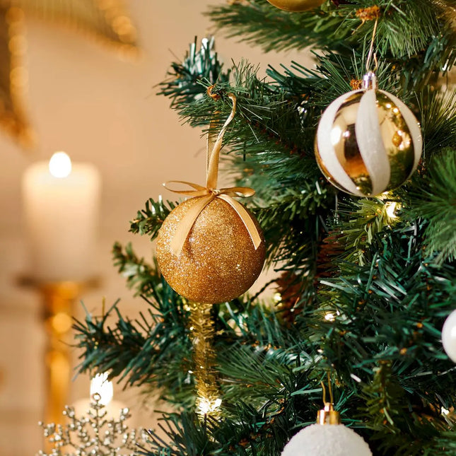 Bola navideña lisa de papel dorado de 7,5 cm - 207681