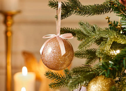 Bola navideña lisa de papel rosa de 7,5 cm - 207683