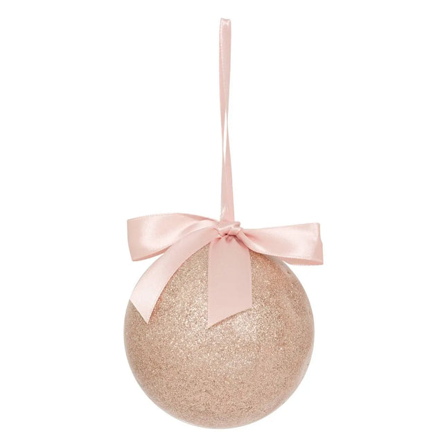 Bola navideña lisa de papel rosa de 9 cm - 207684