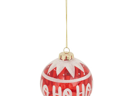 Bola de cristal Hô Hô Hô D.9cm roja y blanca - 207759