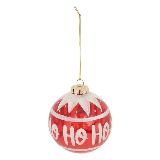 Bola de cristal Hô Hô Hô D.9cm roja y blanca - 207759