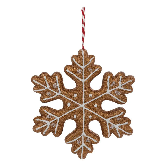 Deco navideña Galleta de poliestireno con forma de copo de nieve A21cm marrón - 207870