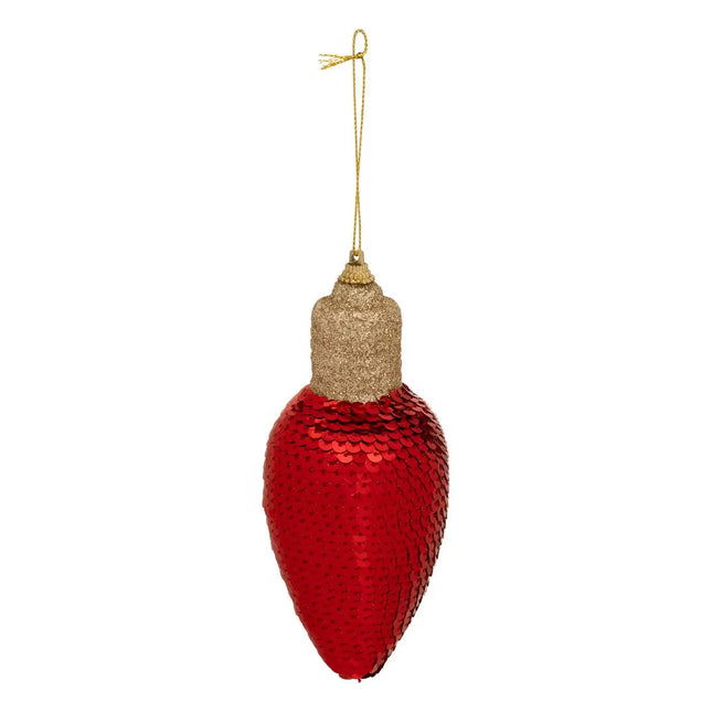 Deco navideña Bombilla de lentejuelas roja 16 cm - 207911