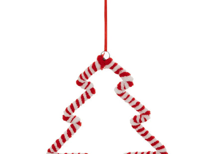 Deco navideña Bastón de caramelo textil con forma abeto A15cm rojo - 207926