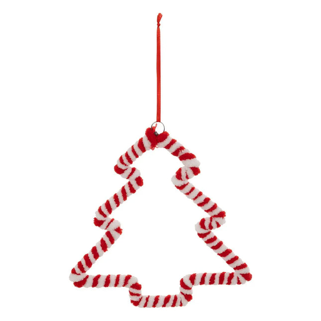 Deco navideña Bastón de caramelo textil con forma abeto A15cm rojo - 207926