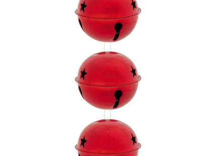 Juego de 3 campanas metálicas de 8 cm de diámetro en color rojo - 207930
