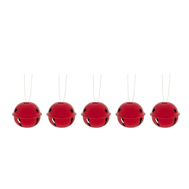 Juego de 5 campanas de metal D5cm color rojo- 207931