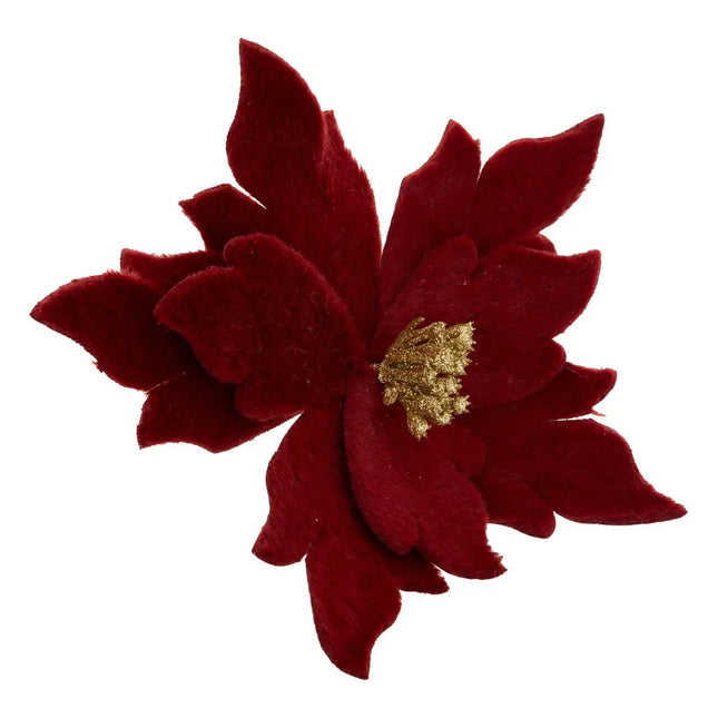 Deco navideña poinsettia peludo D24cm rojo - 207967