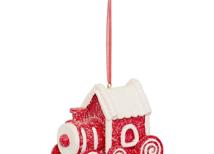 Tren de galletas de resina sujeto A10cm rojo y blanco - 207994