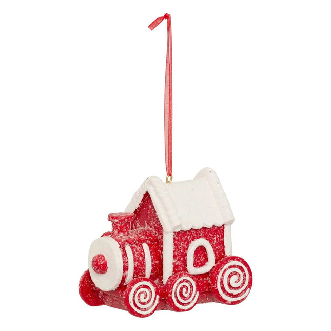 Tren de galletas de resina sujeto A10cm rojo y blanco - 207994