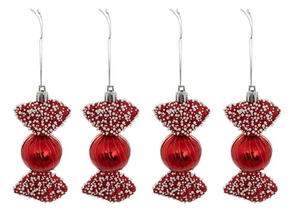 Juego de 4 figuras de caramelo de perlas A10cm color rojo - 208004