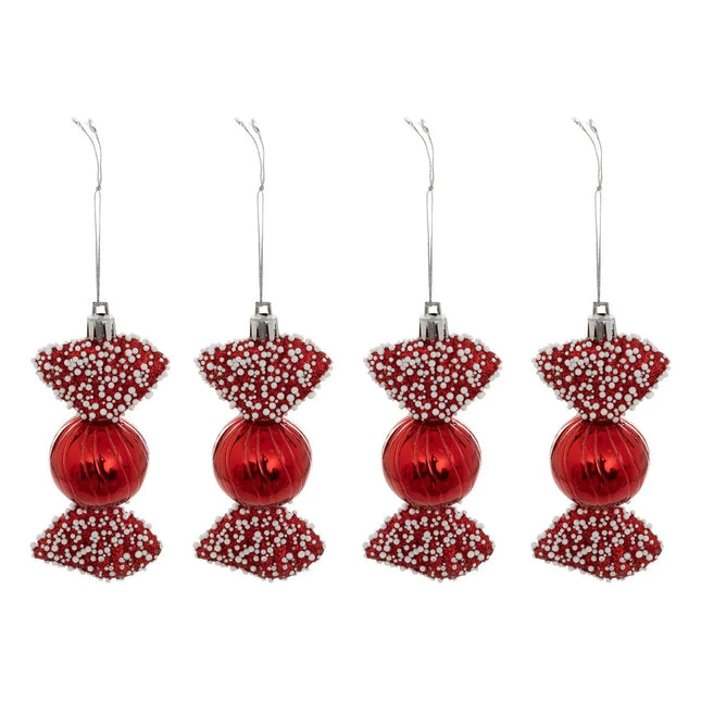 Juego de 4 figuras de caramelo de perlas A10cm color rojo - 208004