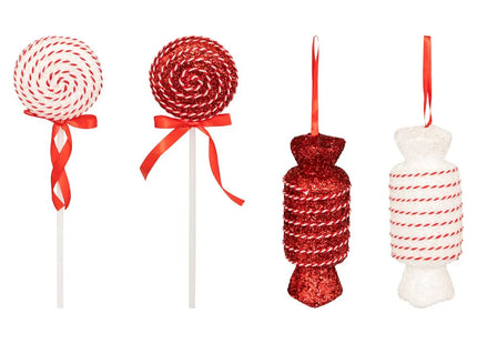 Set de 8 figuras de caramelo de poliestireno A30cm rojo y blanco - 208006