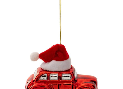 Deco navideña Coche vidrio gorro A10cm - 208026