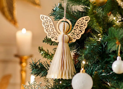 Deco navideña alas de ángel papel A15cm dorado - 208068