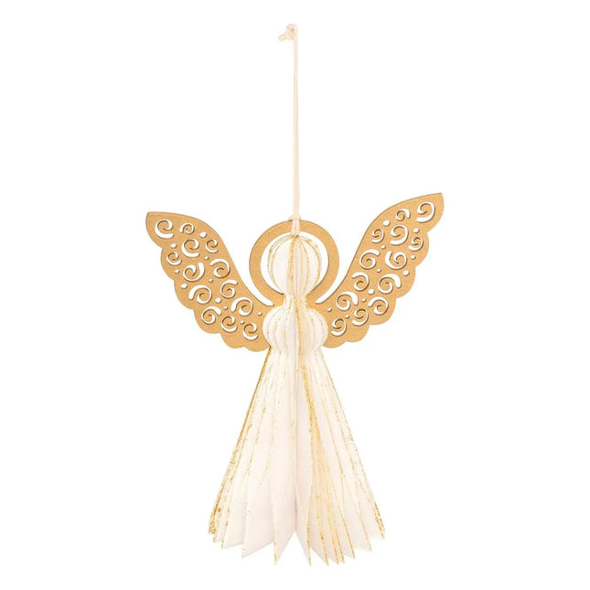 Deco navideña alas de ángel papel A15cm dorado - 208068