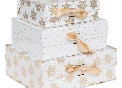 CAJA DE REGALO DE COPO DE NIEVE CON ESTRELLA DORADA X3 - 208145