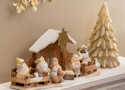 Decoración de belén 7 santones 33x16cm piedra arenisca