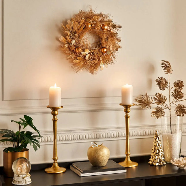 Corona navideña D35cm dorada  - 208196