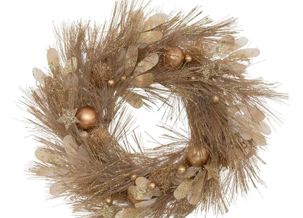 Corona navideña D35cm dorada  - 208196